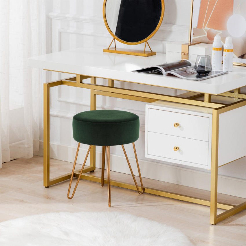  Holoserica: Gepolsterter Hocker runder Samt Fußhocker Design 