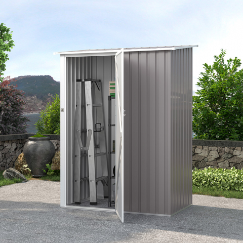 Gartenbox Verzinktes Graues Metallwerkzeughaus 143x89x186cm Amalfi