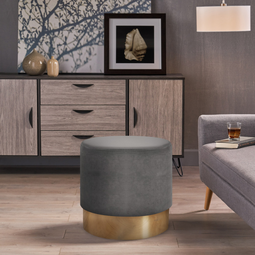 Pouf Fußstütze niedriger Hocker gepolstert rund design samt Rossetto