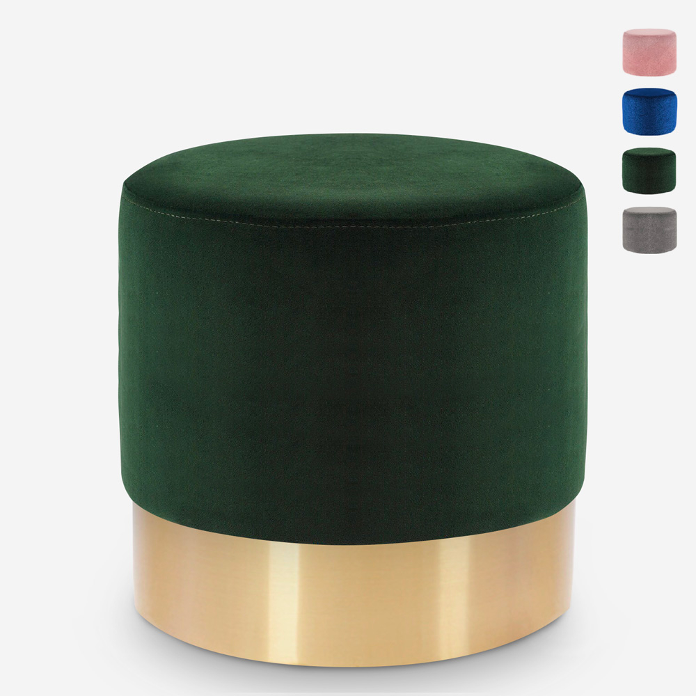 Niedriger runder gepolsterter Samt Hocker Pouf Design Rossetto