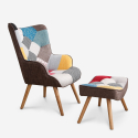 Sessel Modernes Design Patchwork Stuhl mit Hocker Fußstütze Patchy Plus