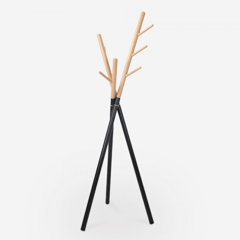 Moderner Garderobenständer im skandinavischen Stil schwarz Metall Holz Zavest