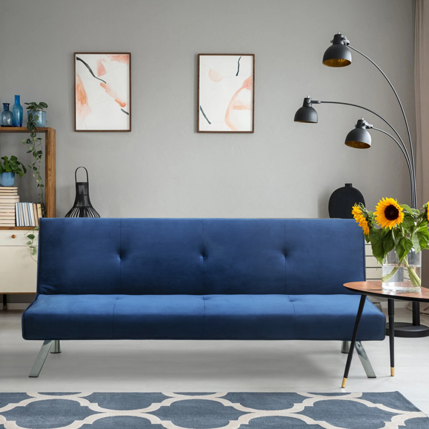  Probatus: 2-Sitzer-Schlafsofa klick-klack zurückklappbar Design Samt Stoff 

