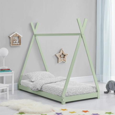 Montessori Tipi Kinderbett Zelt aus Holz 70x140cm Wigee Aktion