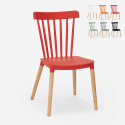 Moderner Design Stuhl aus Polypropylen und Holz für Küche Restaurant Außenbereich Lys 