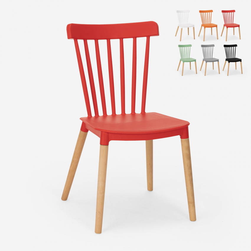 Stuhl Modernes Design Polypropylen Holz Küche Restaurant Draußen Lys