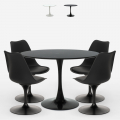 Tischset Rund modern 120cm Marmoreffekt Tulip-Design 4 Stühle Paix