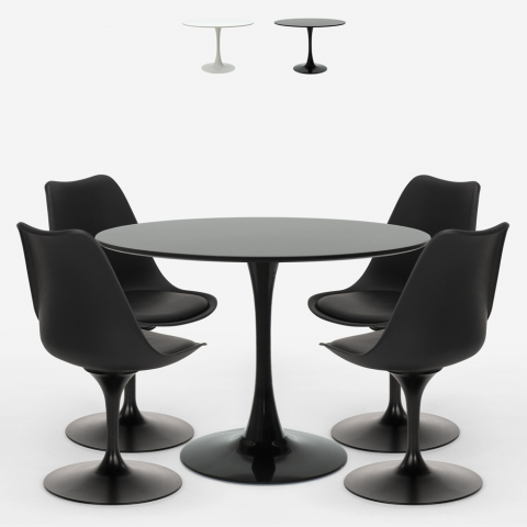 Set runder Tisch 100cm 4 Stühle Design Tulipan modern skandinavischen stil ross Aktion