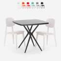 Set quadratischer Tisch schwarz 70x70cm 2 Stühle Design Wade Black Maße