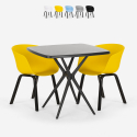 Set 2 Design Stühle quadratischer Tisch schwarz 70x70cm Navan Black Angebot