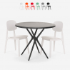 Set Schwarz runder Tisch 80cm  2 Designer Stühle Berel Black Maße