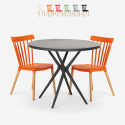 Set Schwarzer runder Design Tisch 80cm 2 Stühle Eskil Black Sales