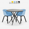Set runder Design Tisch 80cm schwarz 2 Stühle Oden Black Sales