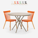 Set runder Design Tisch 80cm 2 Stühle beige Eskil Rabatte
