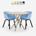 Set Design Tisch rund 80cm beige 2 Stühle Oden Angebot