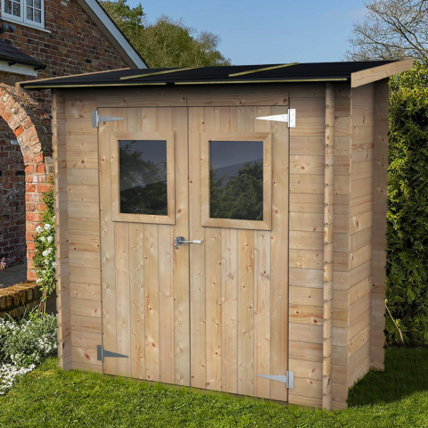 Gartenhaus aus Holz mit Werkzeugbox und Fenster Tür Hobby 198x98 Aktion