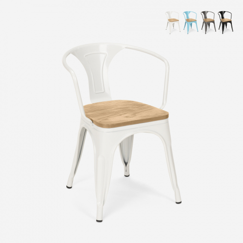 Tolix Stil Stühle Industrie-Design Bar Küche Stahl Holz Arm Licht Aktion