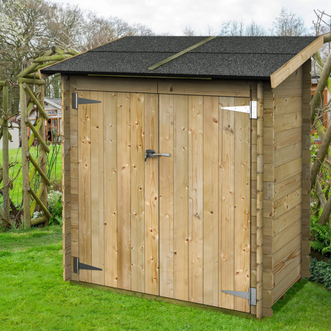 Gartenhaus aus Holz Ambrogio 155x85 Nature, anlehnbar für Gartengeräte Aktion