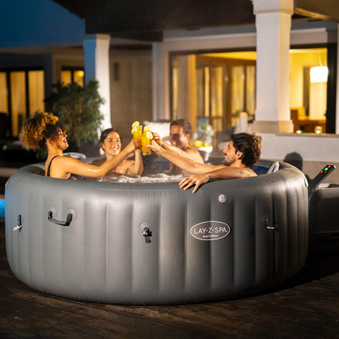Aufblasbarer Whirlpool rund 216x80cm Bestway Lay-Z SPA Santorini Hydrojet Pro 7 Personen 60075 Aktion