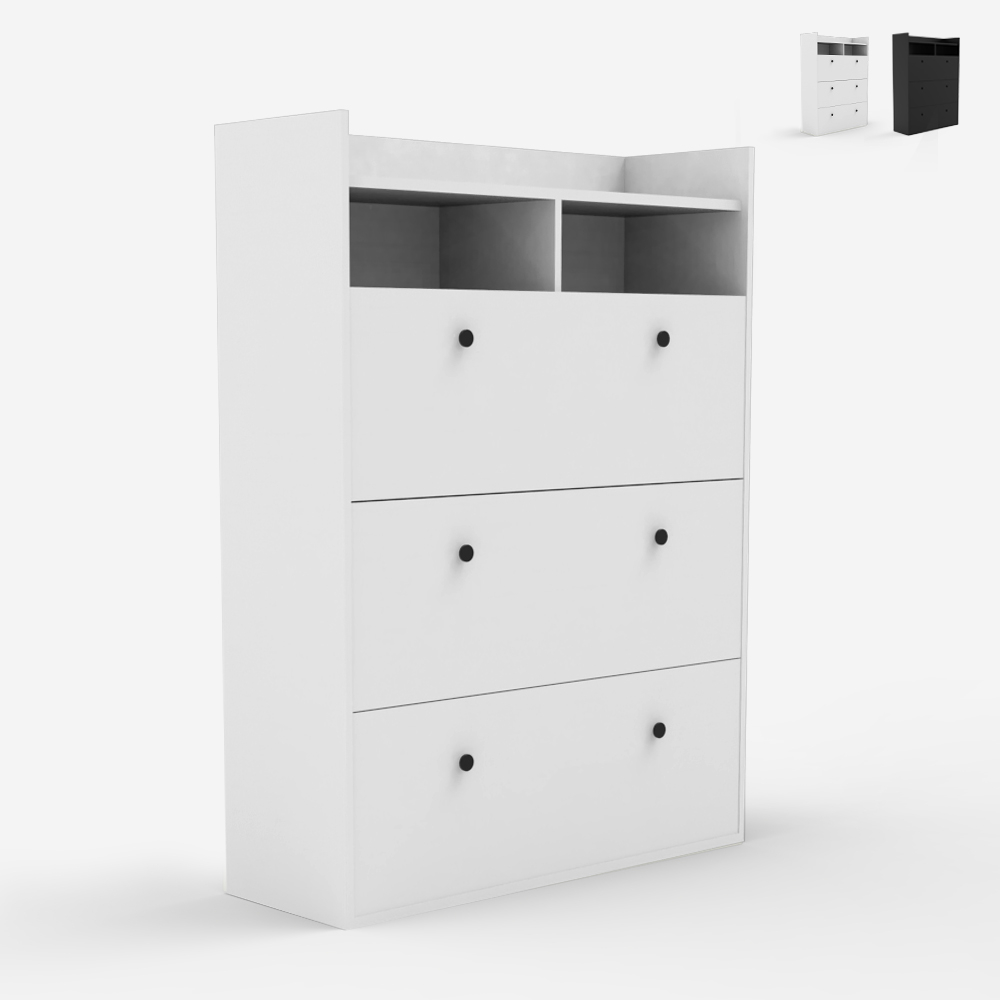 Platzsparender vertikaler Schuhschrank 3 Türen 63x24x120cm 18 Paar Schuhe Schuhregal Curpes