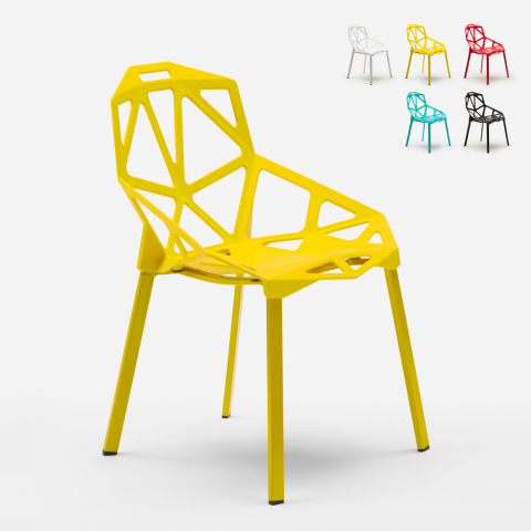 Moderner geometrischer Designstuhl aus Kunststoff Metall Hexagonal Aktion