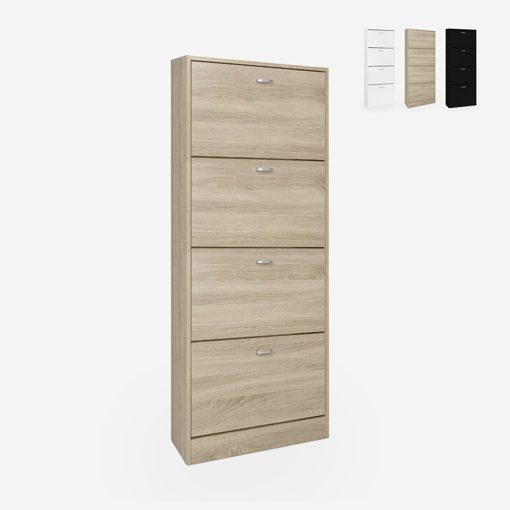 Platzsparendes vertikaler Schuhschrank 63x24x154cm 4 Türen 24 Paar Schuhe Kingad