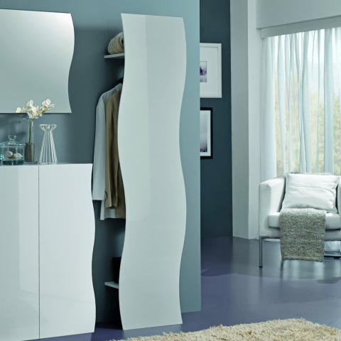 Glänzender weißer Wandaufhänger modernes Design Eingang Wohnzimmer Onda Hang