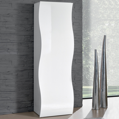 Design-Kleiderschrank mit Regal und Kleiderstange, Hochglanz Weiß, Onda Wardrobe Aktion