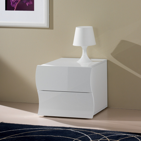 Nachttisch Schlafzimmer 2 Schubladen Hochglanz Weiß Onda Smart Aktion