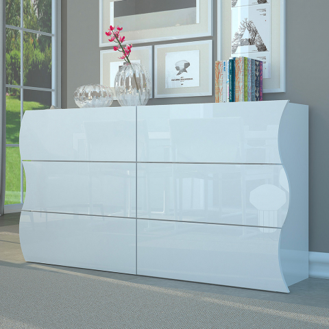 Moderne 6-Schubladen-Kommode Weiß Onda Sideboard für Schlafzimmer Aktion