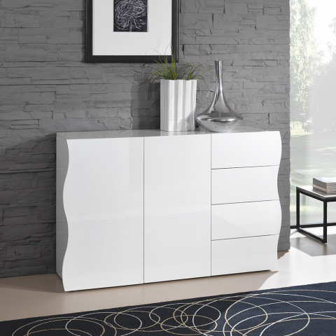 Küchenkommode Onda weiß 130 cm mit 2 Türen und 4 Schubladen Aktion