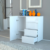Wohnzimmerschrank Küche 90 cm 1 Tür 4 Schubladen Weiß Onda Living Sales