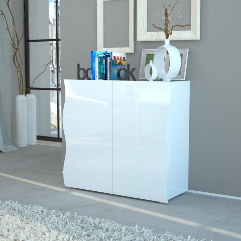 Weißer Mehrzweck-Holzschrank 2 Türen für Bad & Küche Onda Double Aktion
