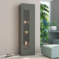 Moderne Wohnzimmer-Vitrine in Hochglanz-Schiefer mit 4 Glasböden Daiquiri Aktion