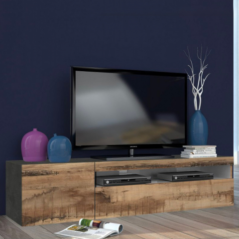 Industrielles TV-Rack 155 cm mit Klapptür und Schublade Daiquiri Pero Ardesia M Aktion