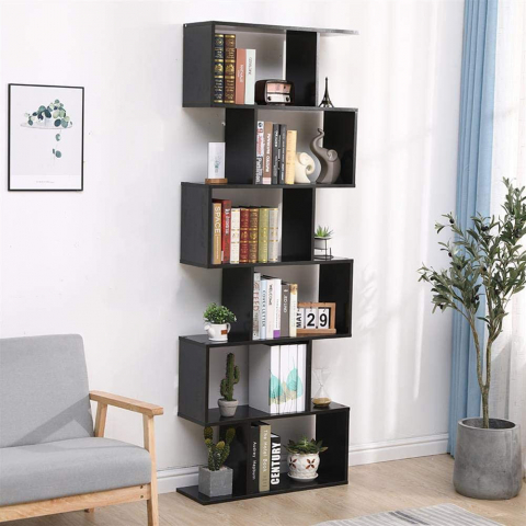 Vertikales Bücherregal 6 Fächer modernes Design Home Office Calli Slate Aktion