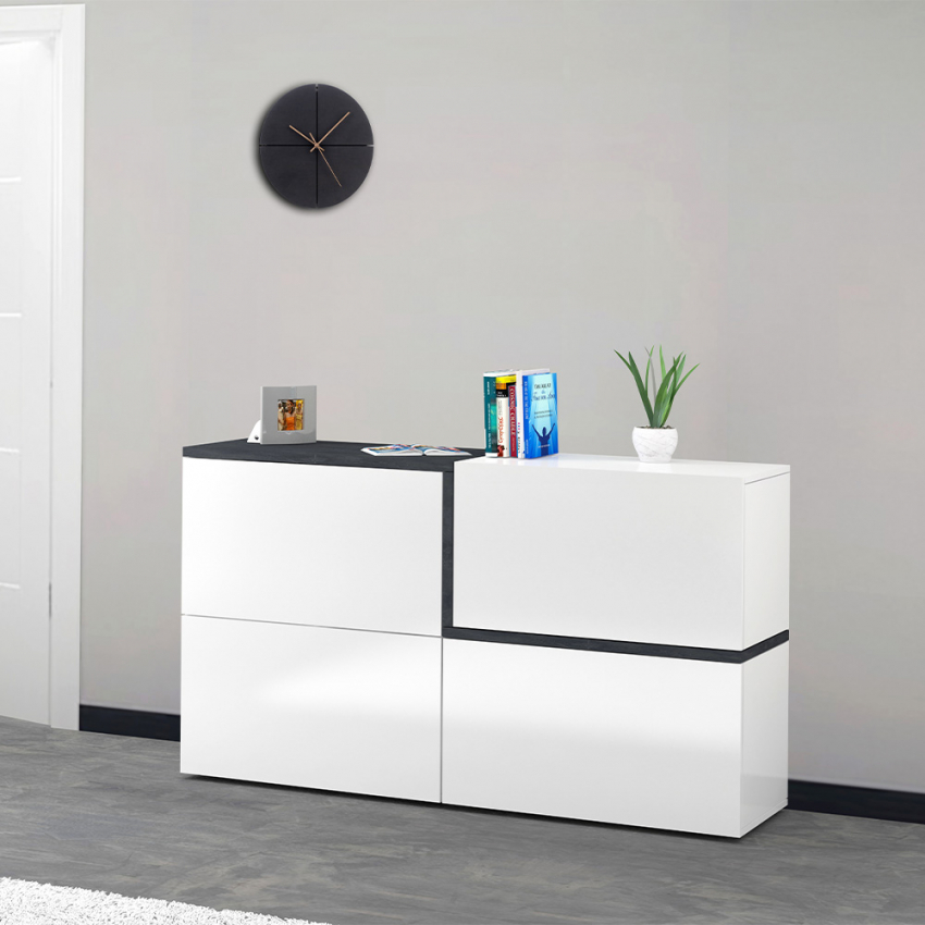 Sideboard Schrank 4 Klapptüren 150cm Küche Wohnzimmer Zet Lumi Ardesia Sideboard Schrank 4 Klapptüren 150cm Küche Wohnzimmer Zet Lumi Ardesia