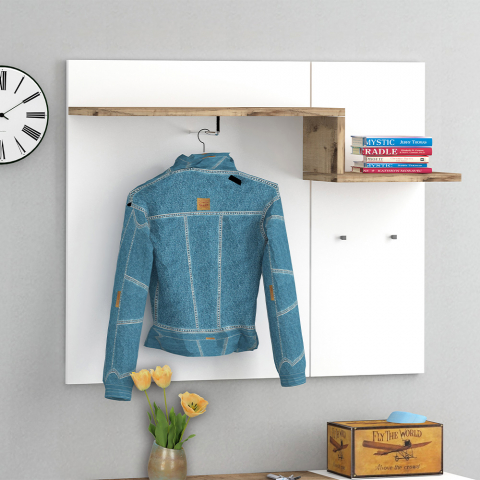 Moderne Wandgarderobe für Eingangsbereich mit 2 Haken, Ablage Zet Cilan Acero Aktion