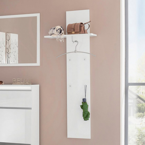 Moderner Garderoben-Wandhaken mit Regal, 4 Haken, Design Magic Jako Blanco Aktion