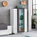 Design Wohnzimmervitrine in Schiefer und Hochglanz Weiß Corona Aktion