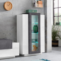 Design Wohnzimmervitrine in Schiefer und Hochglanz Weiß Corona Aktion