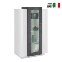 Design Wohnzimmervitrine in Schiefer und Hochglanz Weiß Corona Verkauf