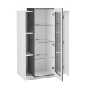 Design Wohnzimmervitrine in Schiefer und Hochglanz Weiß Corona Sales