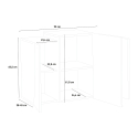Hängender Wohnzimmerwandschrank mit 3 Türen in glänzendem Weiß und Schiefer Corona Unit