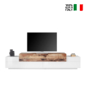 Moderner TV-Schrank 240cm, 4 Fächer, 3 Türen, Weiß-Holz, Corona Low Maple Verkauf