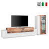 Moderne Wohnwand, TV-Schrank und Vitrine in Weiß und Holz Corona Verkauf