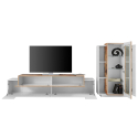 Moderne Wohnwand, TV-Schrank und Vitrine in Weiß und Holz Corona Sales