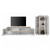 Moderne Wohnwand, TV-Schrank und Vitrine in Weiß und Holz Corona Sales