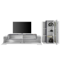 Moderne Wohnwand Weiß Schiefer TV-Schrank Vitrine Corona Sales