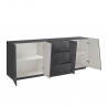Küchen- und Wohnzimmer-Sideboard 220cm mit 2 Fächern und 3 Schubladen in Schiefer-Design Vega Side Sales
